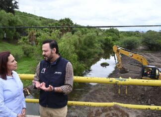 Supervisan Lorena Alfaro y JAPAMI obras de seguridad hídrica