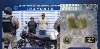 Captura Policía de Irapuato a 2 presuntos extorsionadores de comerciantes; les encuentran drogas