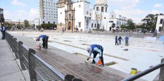 Inician trabajos para rehabilitar fuentes danzarinas y reparen techo del Mercado Hidalgo